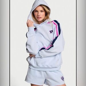 VS PINK IVY FLEECE Hoodie with Pink and Blue Accents